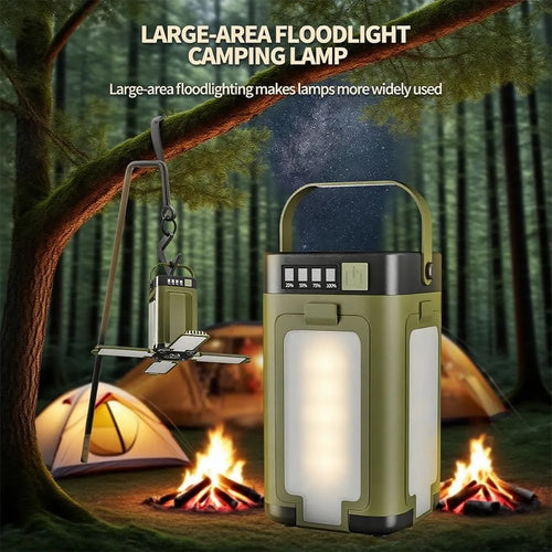 4-Leaf Foldable Solar Camping Lantern - Rechargeable Large Capacity Portable Outdoor Emergency Light