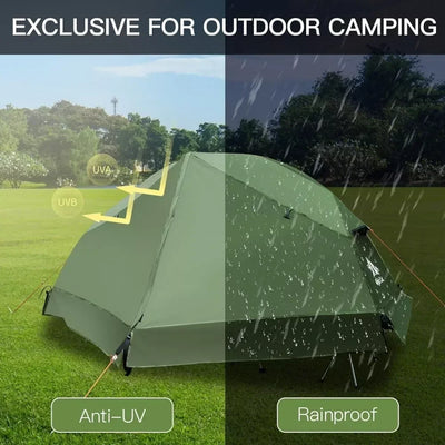 Night Cat Camping Cot Tent - Waterproof 4-Season 1-Person Off-Ground Elevated Dome Tent with Cot Bed