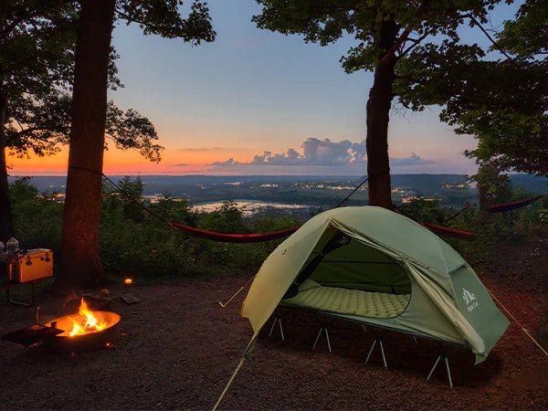 Night Cat Camping Cot Tent - Waterproof 4-Season 1-Person Off-Ground Elevated Dome Tent with Cot Bed